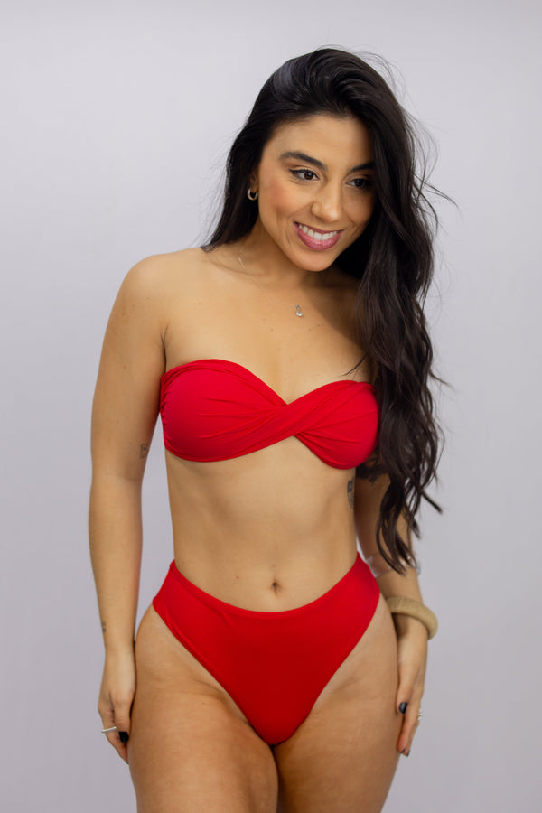 BIQUINI TOP TOMARA QUE CAIA TORCIDO VERMELHO CEREJA