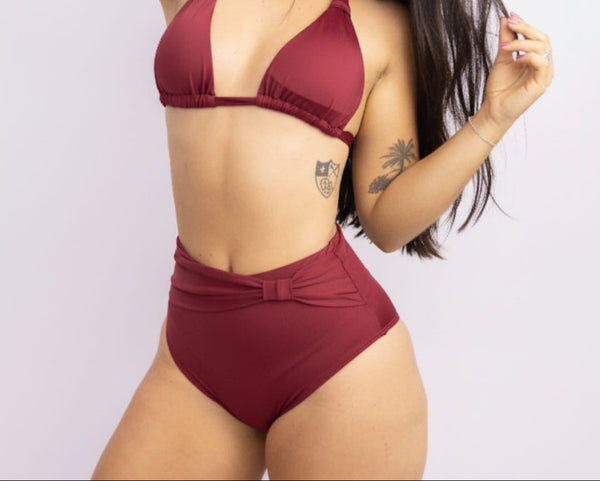 CALCINHA HOT PANTS DETALHE FRENTE VINHO