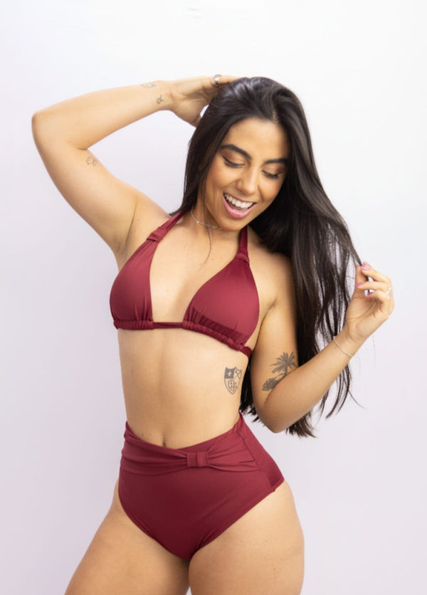 CALCINHA HOT PANTS DETALHE FRENTE VINHO