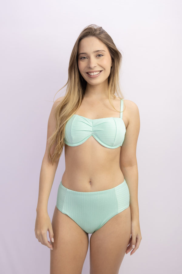 BIQUÍNI TOP ARCO INTEIRO TEXTURIZADO VERDE ÁGUA